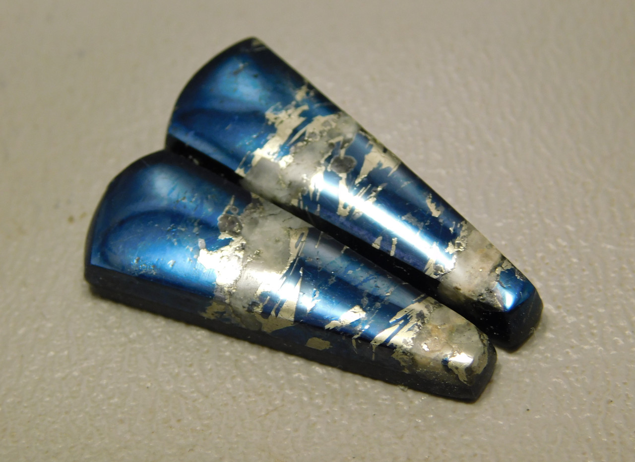 Covellite Gun Metal Blue Cabochons Matched Pair Jewelry Supplies #9