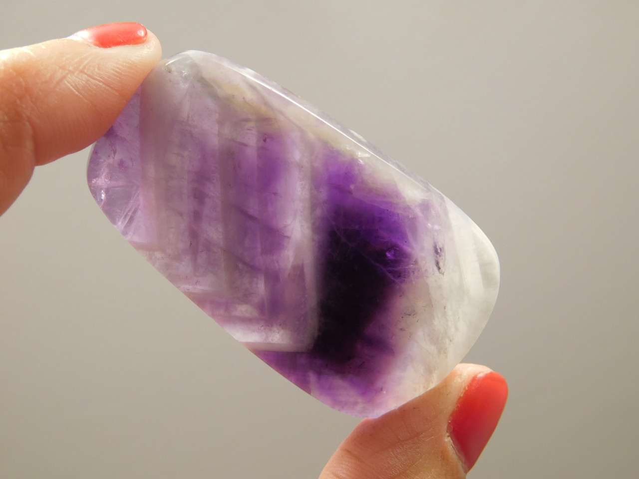 Chevron Amethyst Cabochon Ladder Purple and White Gemstone #7