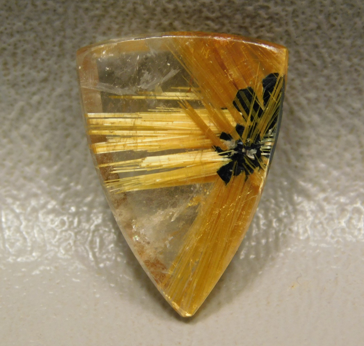 Partial Star Rutilated Quartz with Ray Rutile Included Cabochon #RRQ2