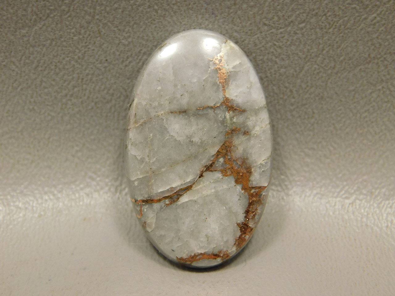 Natural White Quartz and Native Copper Stone Cabochon #16