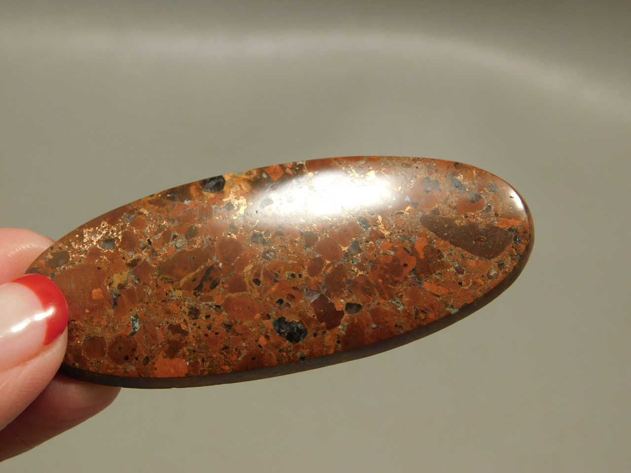 Stone Cabochon Native Copper Rose Red Large Thin Oval #10