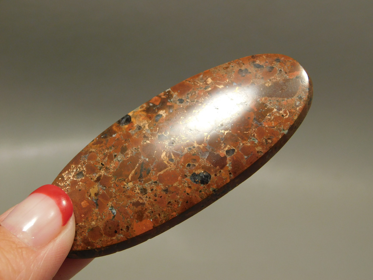 Stone Cabochon Native Copper Rose Red Large Thin Oval #10