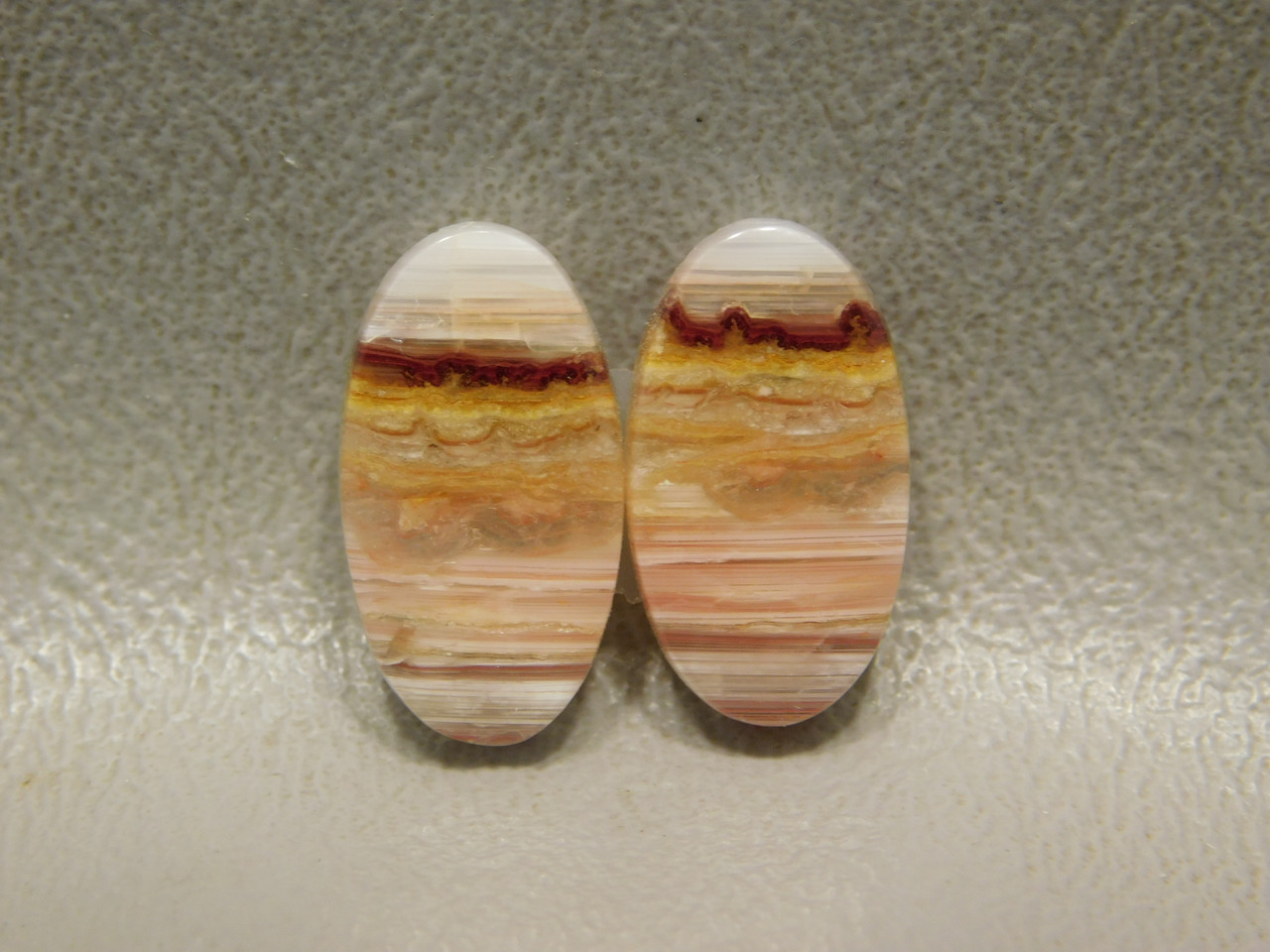 Red Striped Candy Opal Matched Pairs Small Cabochon Stones #13