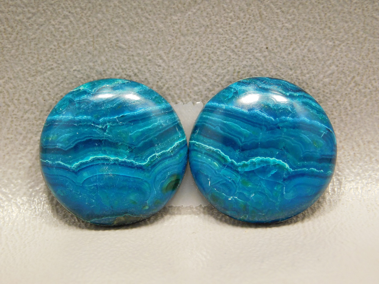 Chrysocolla Malachite Pairs Stones Blue 21 mm Round Cabochons #9