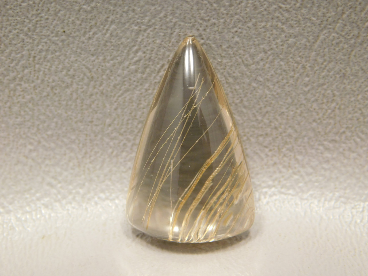Clear Rutilated Quartz Crystal Gemstone Cabochon High Dome #Q18