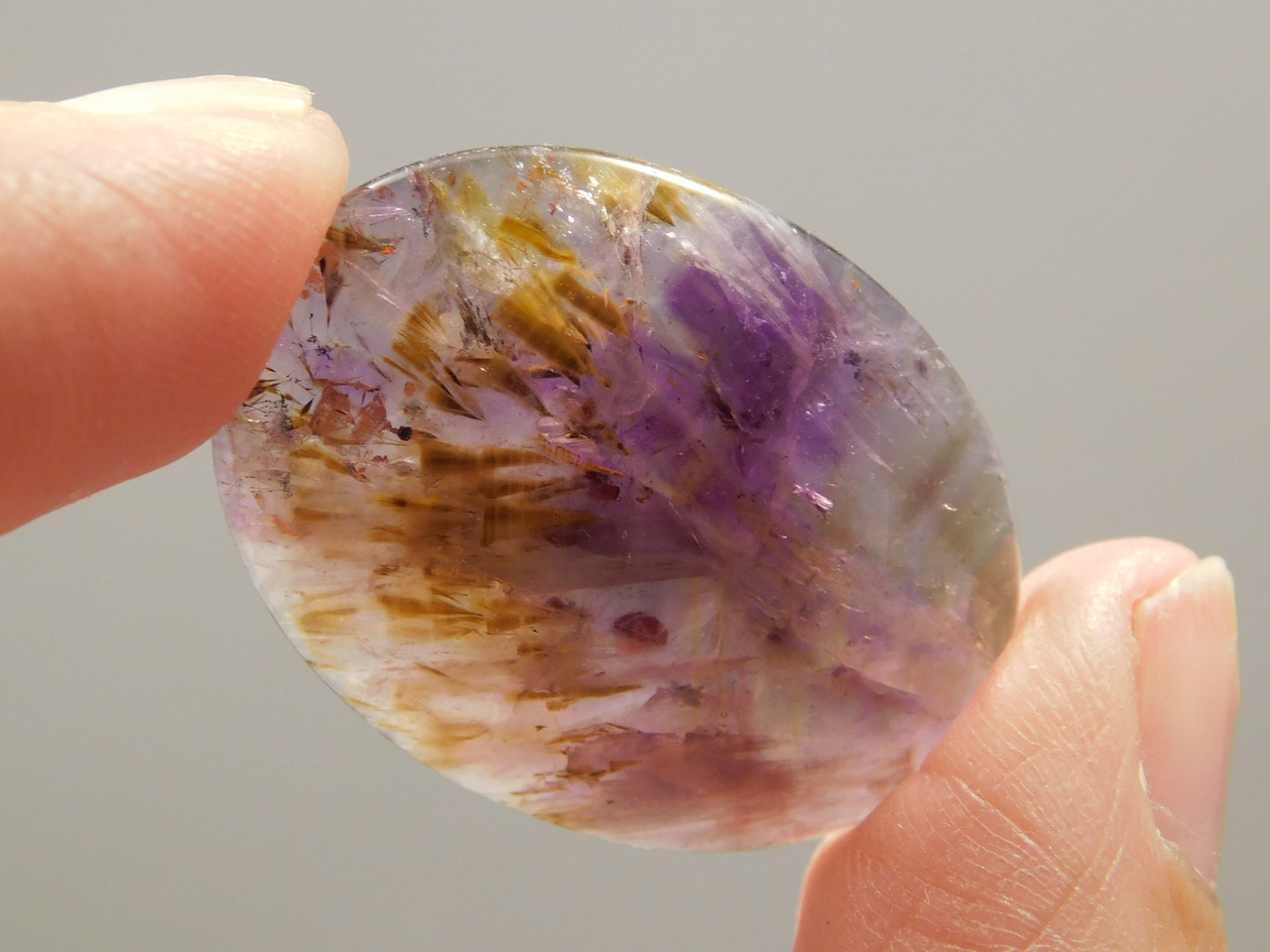 Cacoxenite Amethyst Quartz Purple Gold Super Seven Cabochon #7