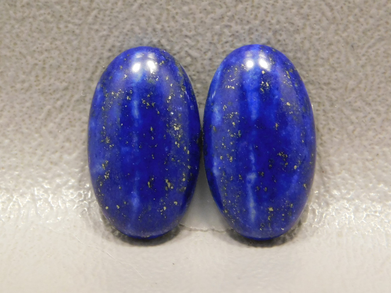 Navy Blue and Gold Pyrite Lapis Lazuli Matched Pair Stone Cabochons #3