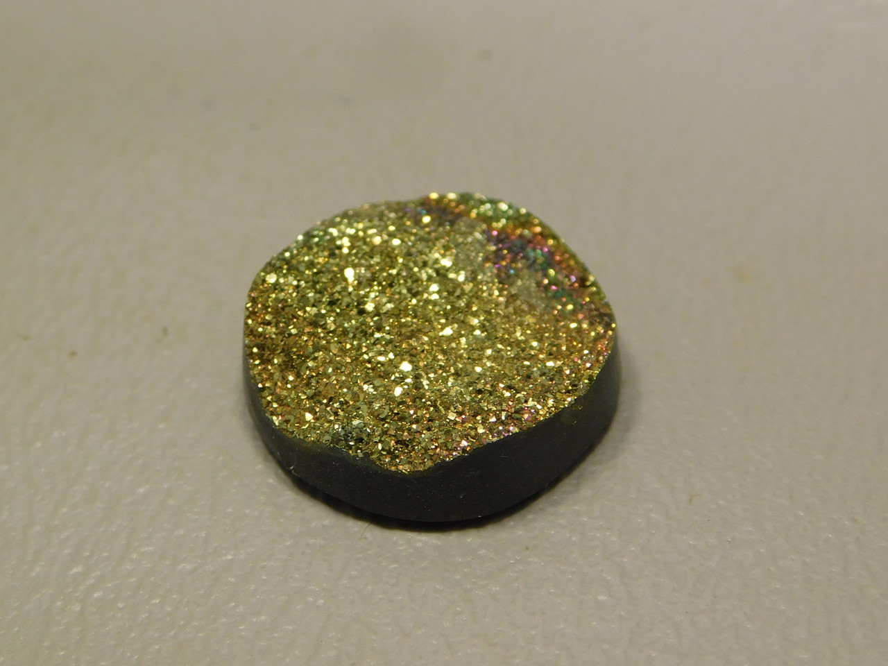 Druse Pyrite Small Stone Drusy Cabochon Sparkly 14 mm Round #1