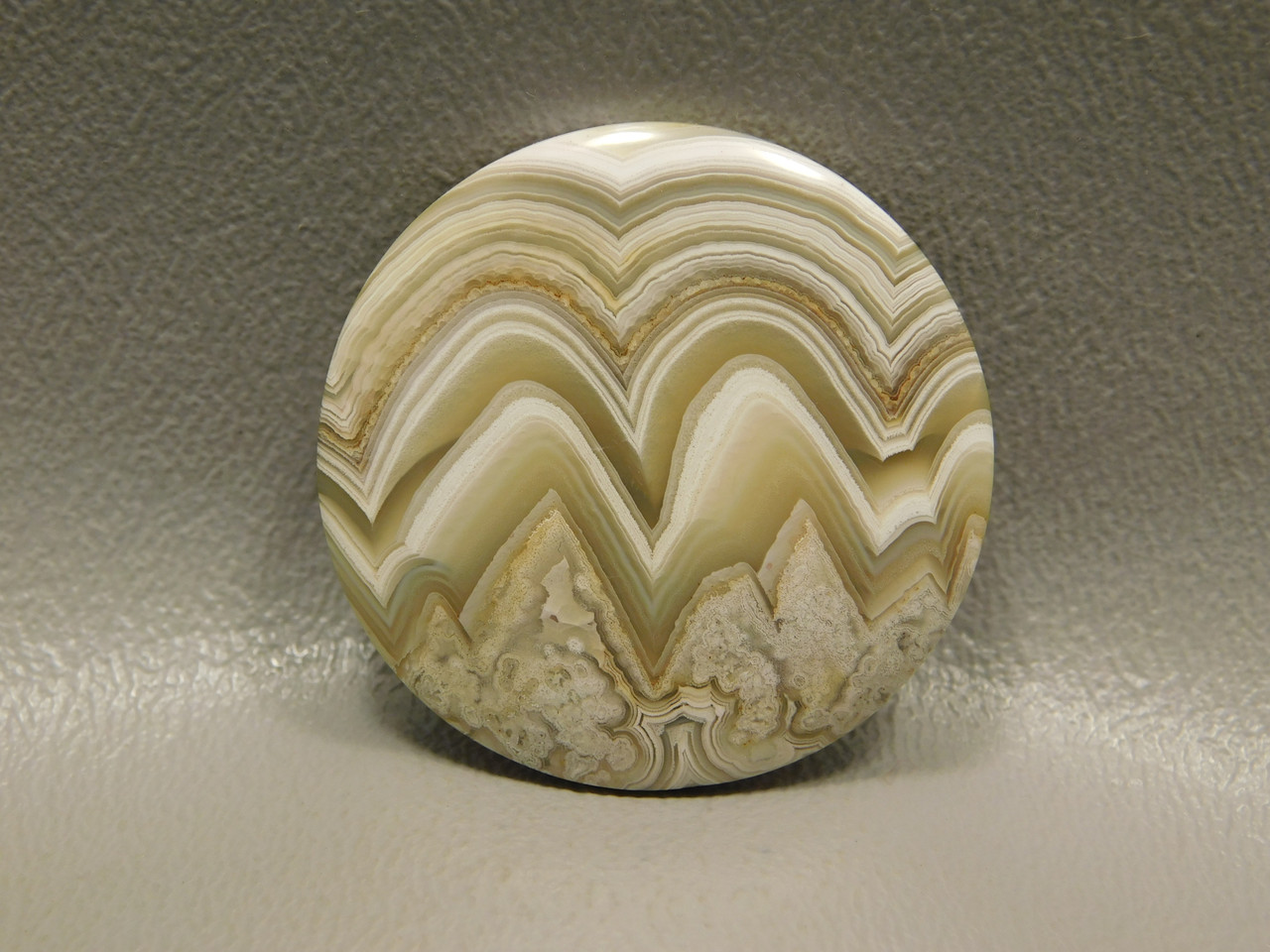 White Banded Crazy Lace Agate 34 mm Round Gemstone Cabochon #18