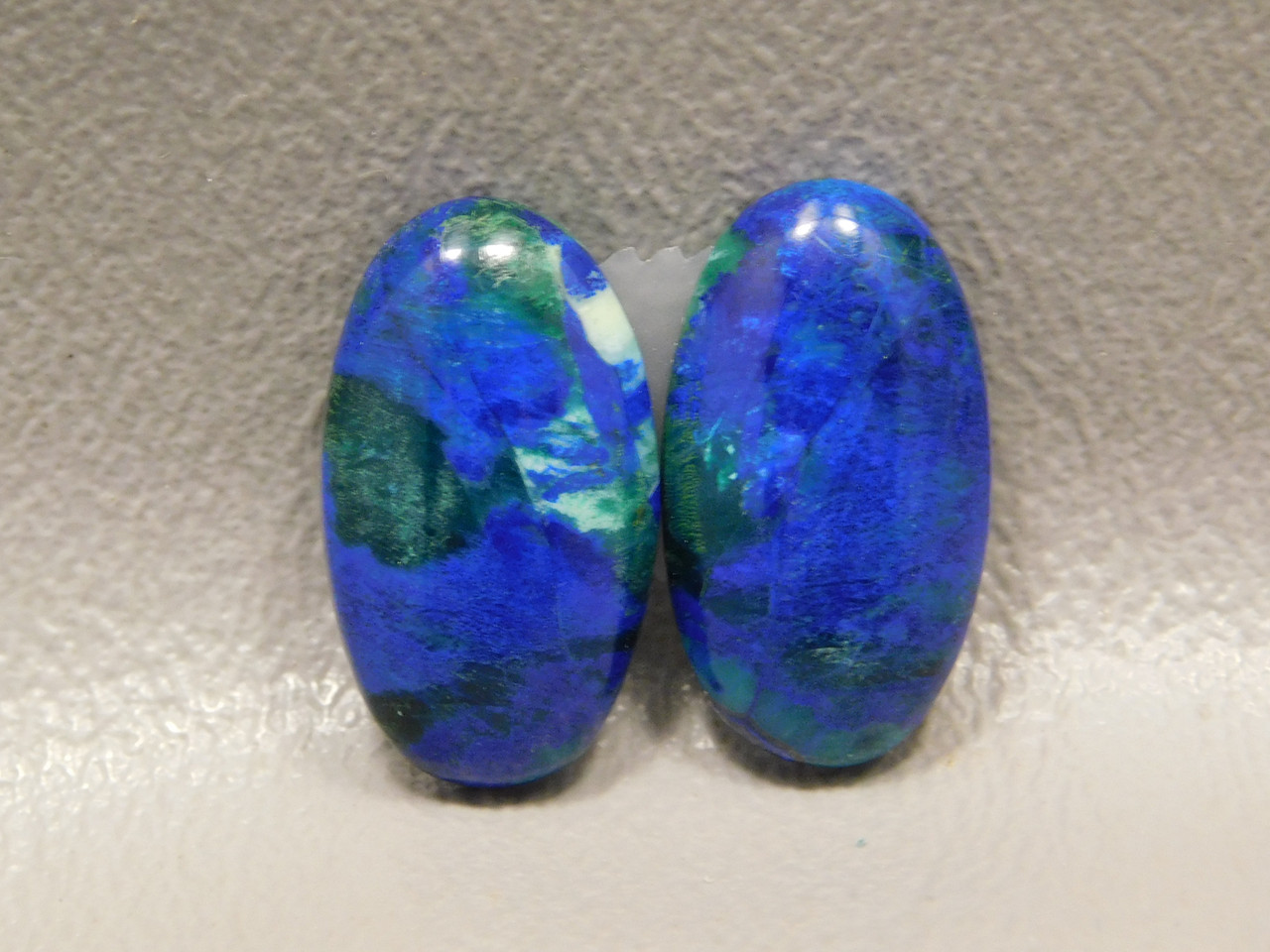 Bluebird Azurite Malachite Matched Pairs Stones Ovals Cabochons #3