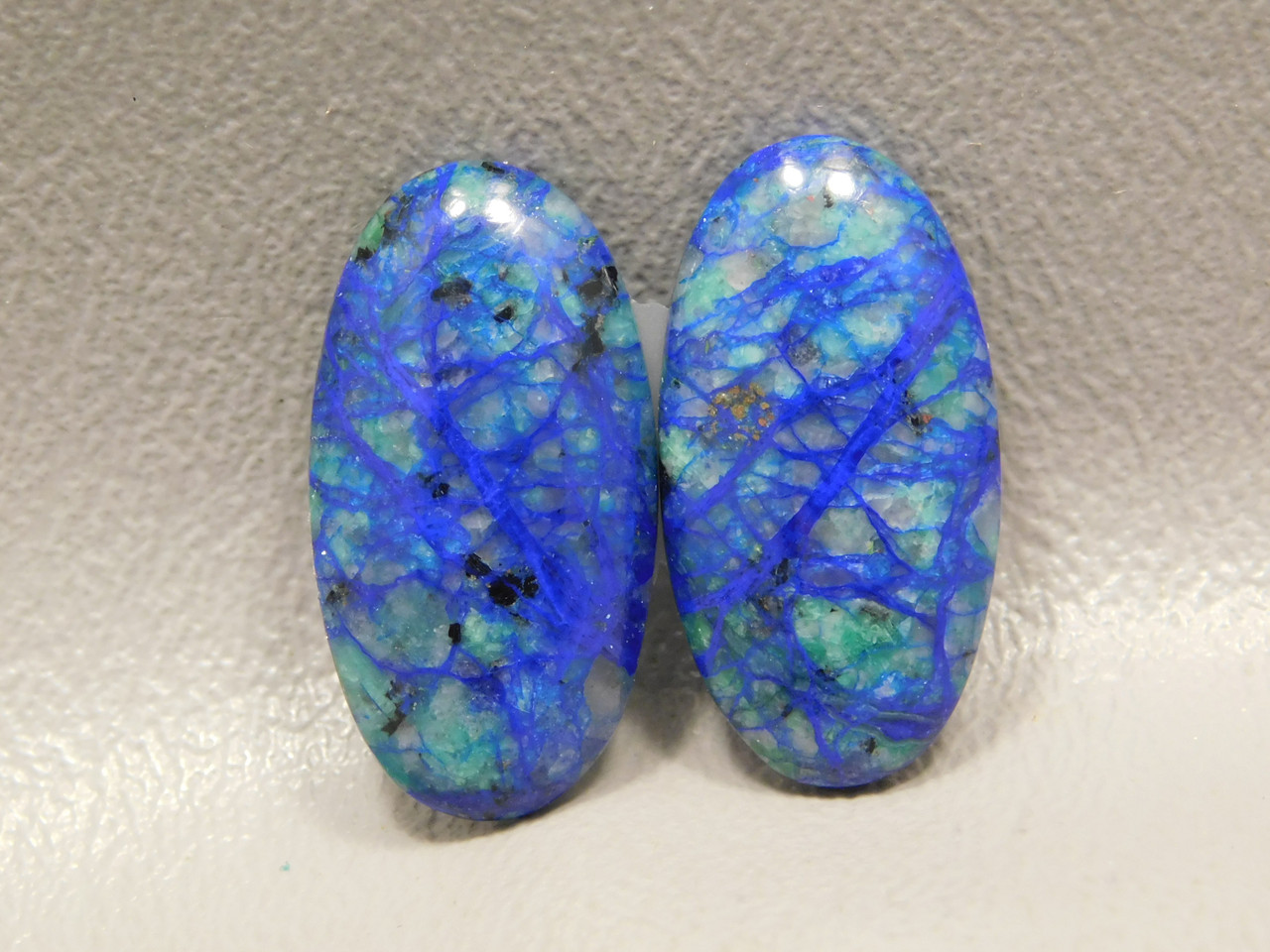 Bluebird Azurite Matched Pairs Ovals Blue Green Stones Cabochons #16