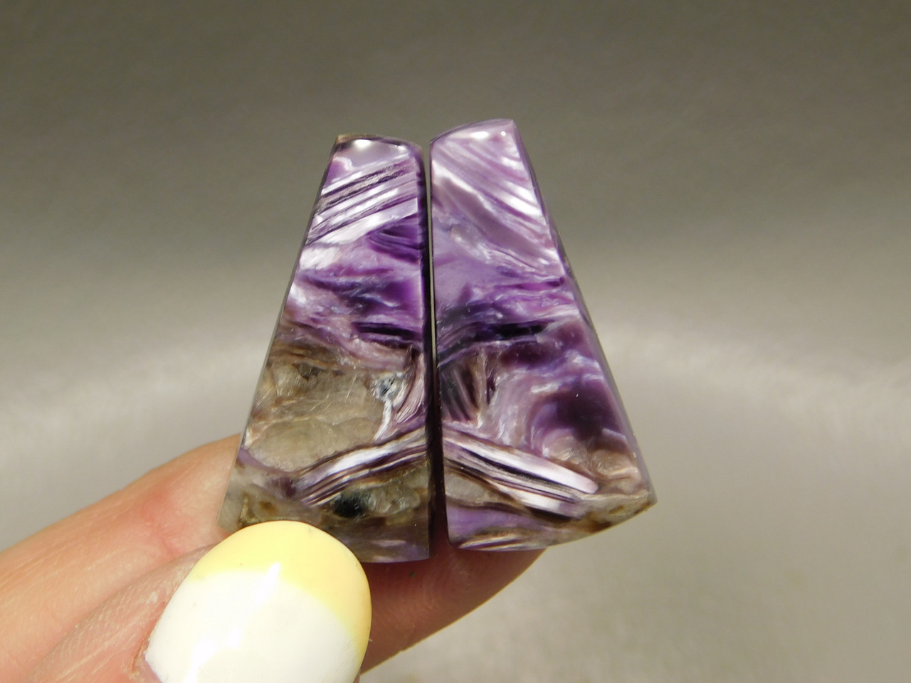 Charoite Purple Cabochon for Jewelry Trapezoids Matched Pairs #9