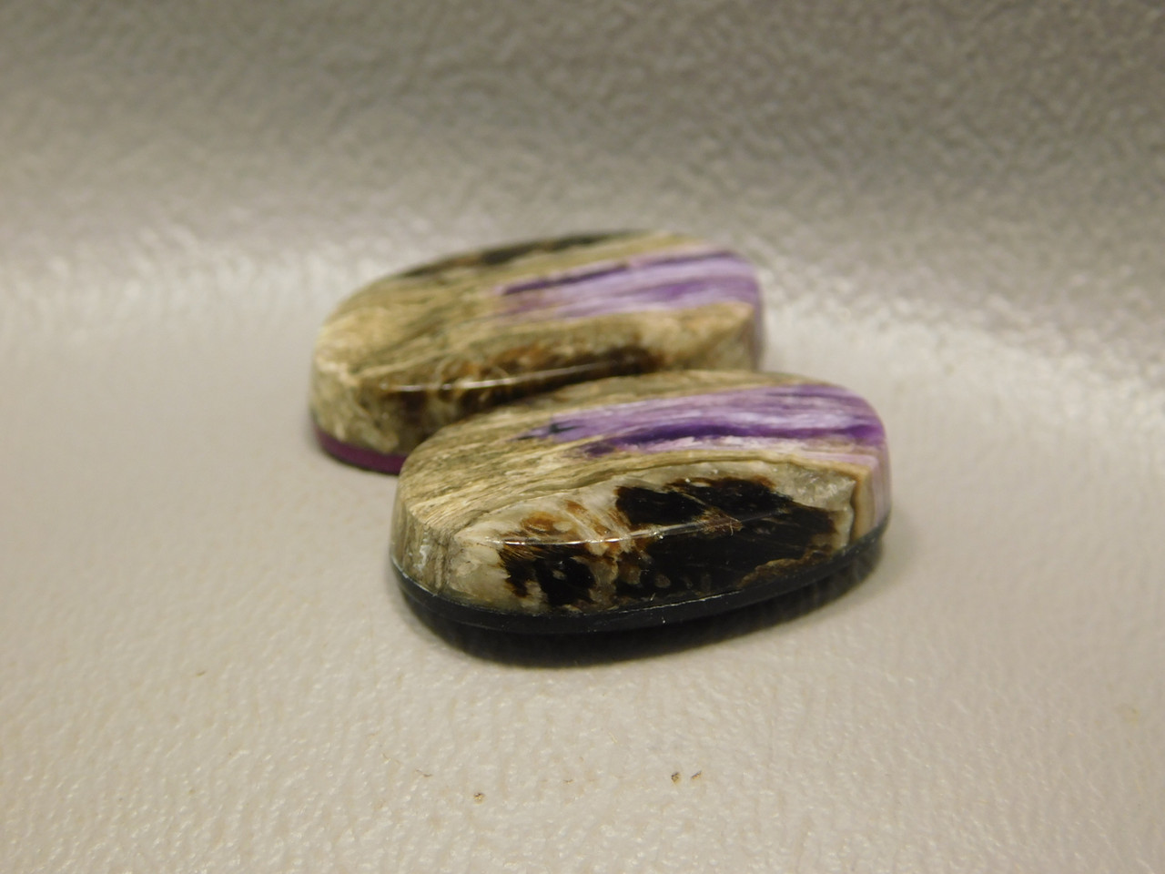 Purple Charoite Chatoyant Cabochons Stones Earring Pairs #14