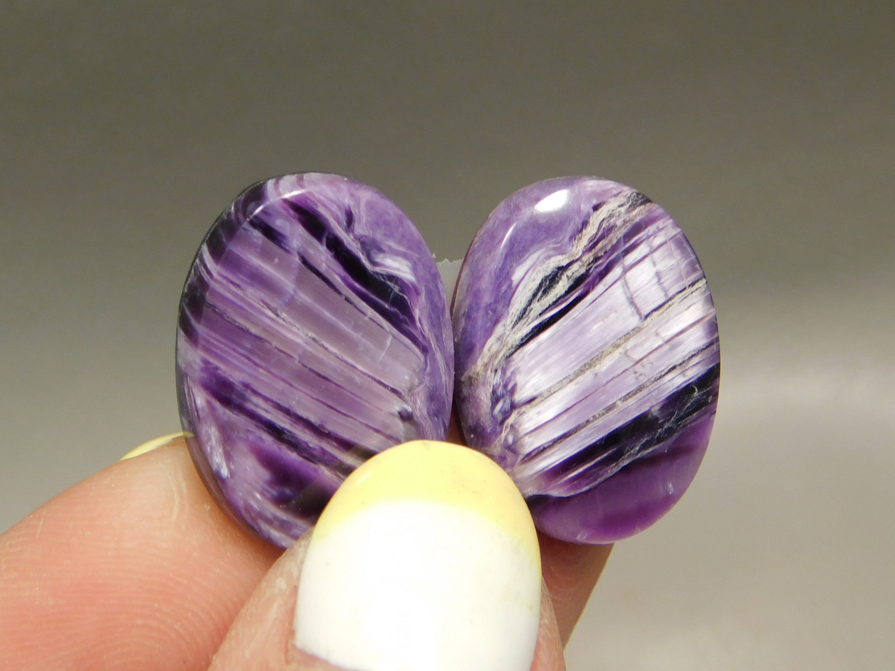 Purple Charoite Cabochons 18 mm by 13 mm Stones Matched Pairs #23