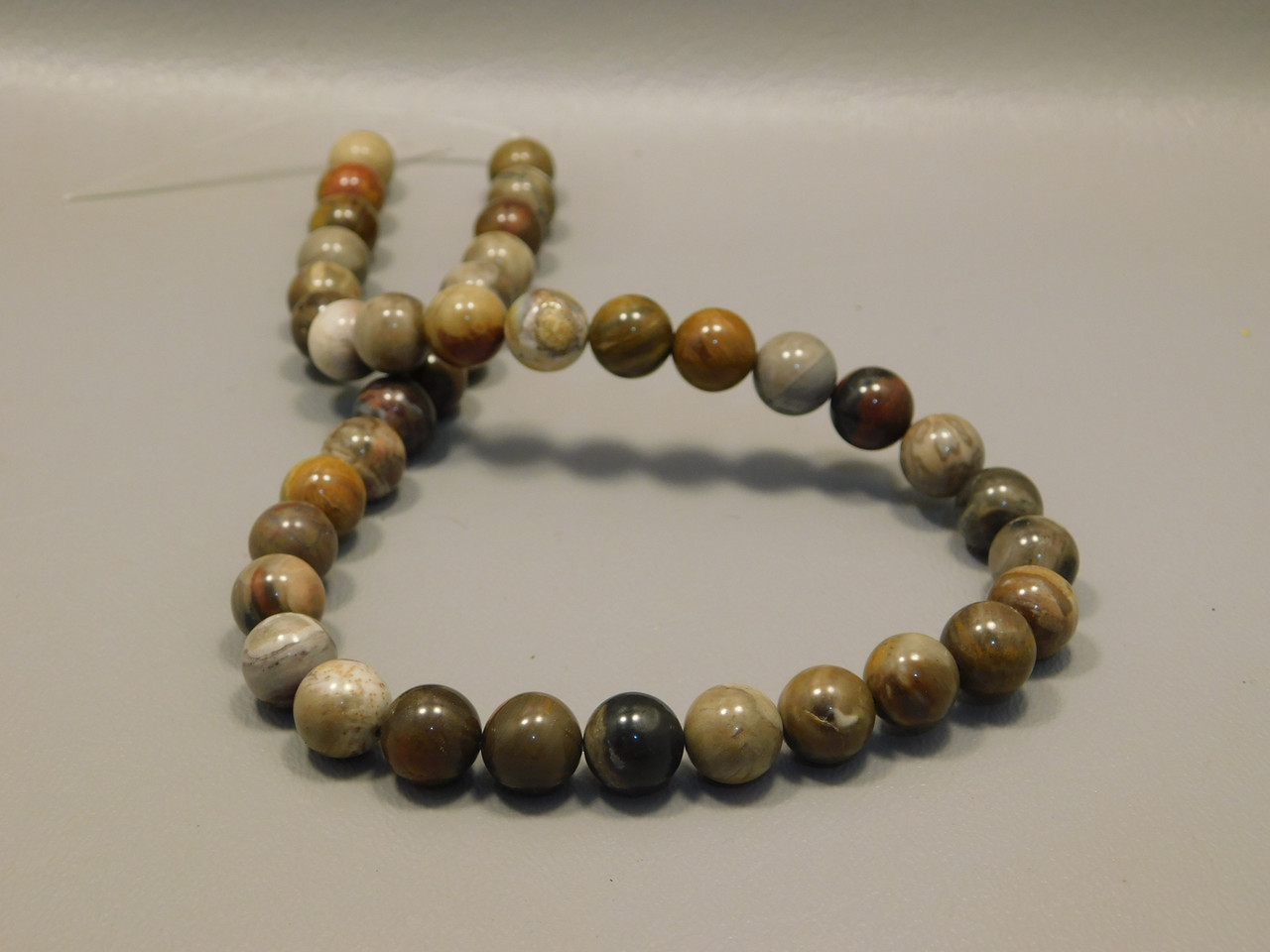 Petrified Wood Beads Unstrung 10.5 mm Sphere Ball Stone #2
