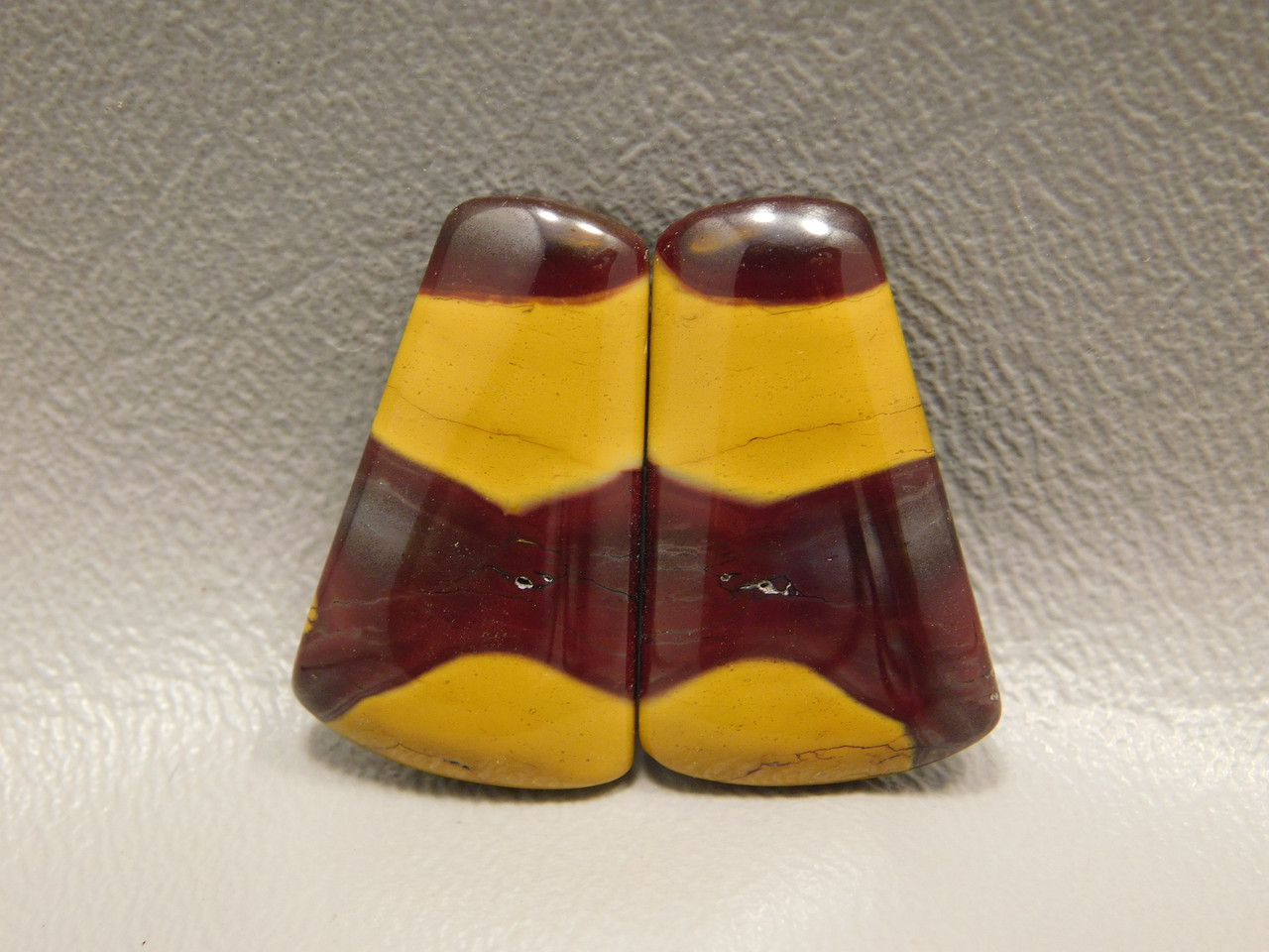 Mookaite Jasper Cabochons Earring Pairs Red Yellow Stones #17