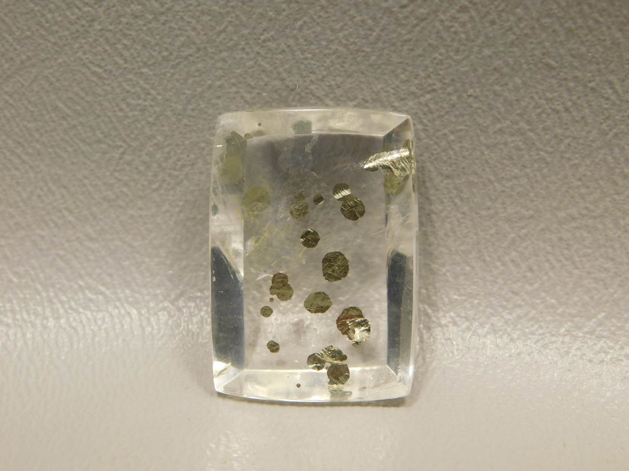 Clear Quartz with Pyrite Inclusions Cabochon Crystal Fools Gold #Q1