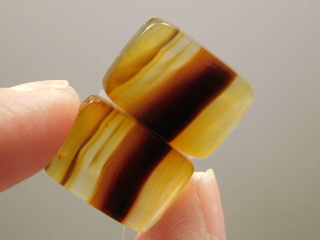 Banded Agate Rectangle Shaped Matched Pair Cabochons #4