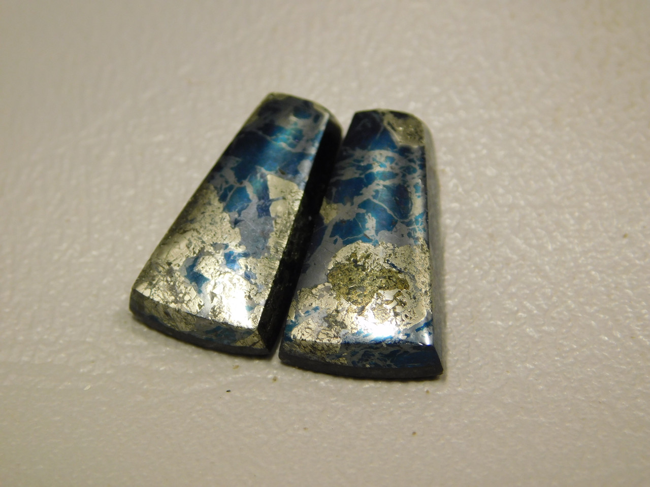 Covellite Matched Pair Pyrite Jewelry Stones Cabochons #31