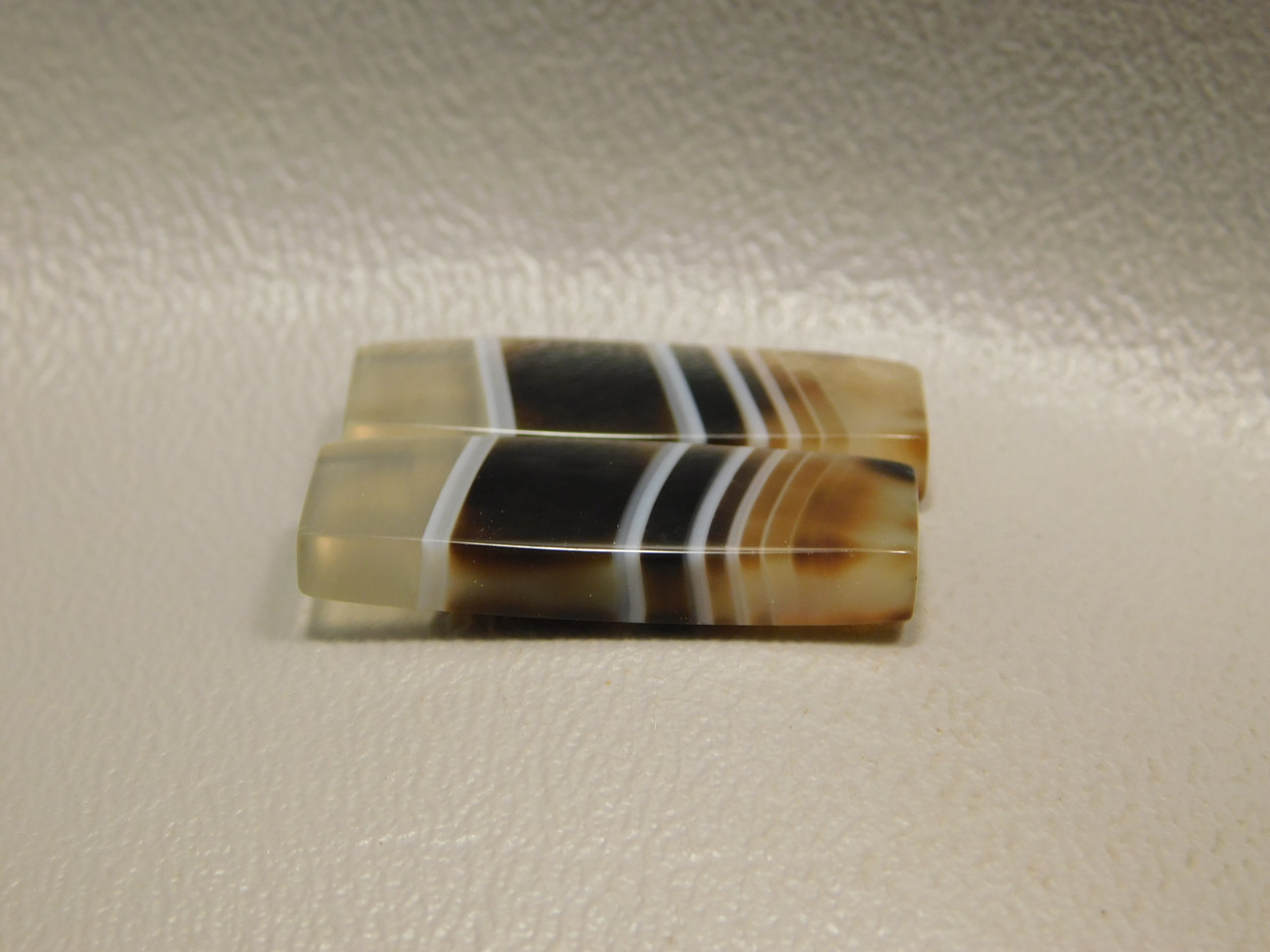 Tuxedo Agate Bar Rectangle Matched Pair Stone Cabochons #15