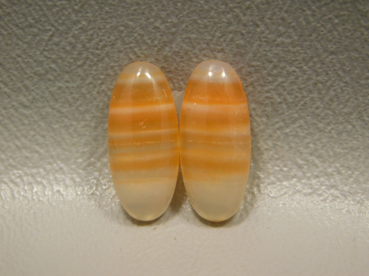 Carnelian Orange and White Stone Cabochons Earring Matched Pairs #6