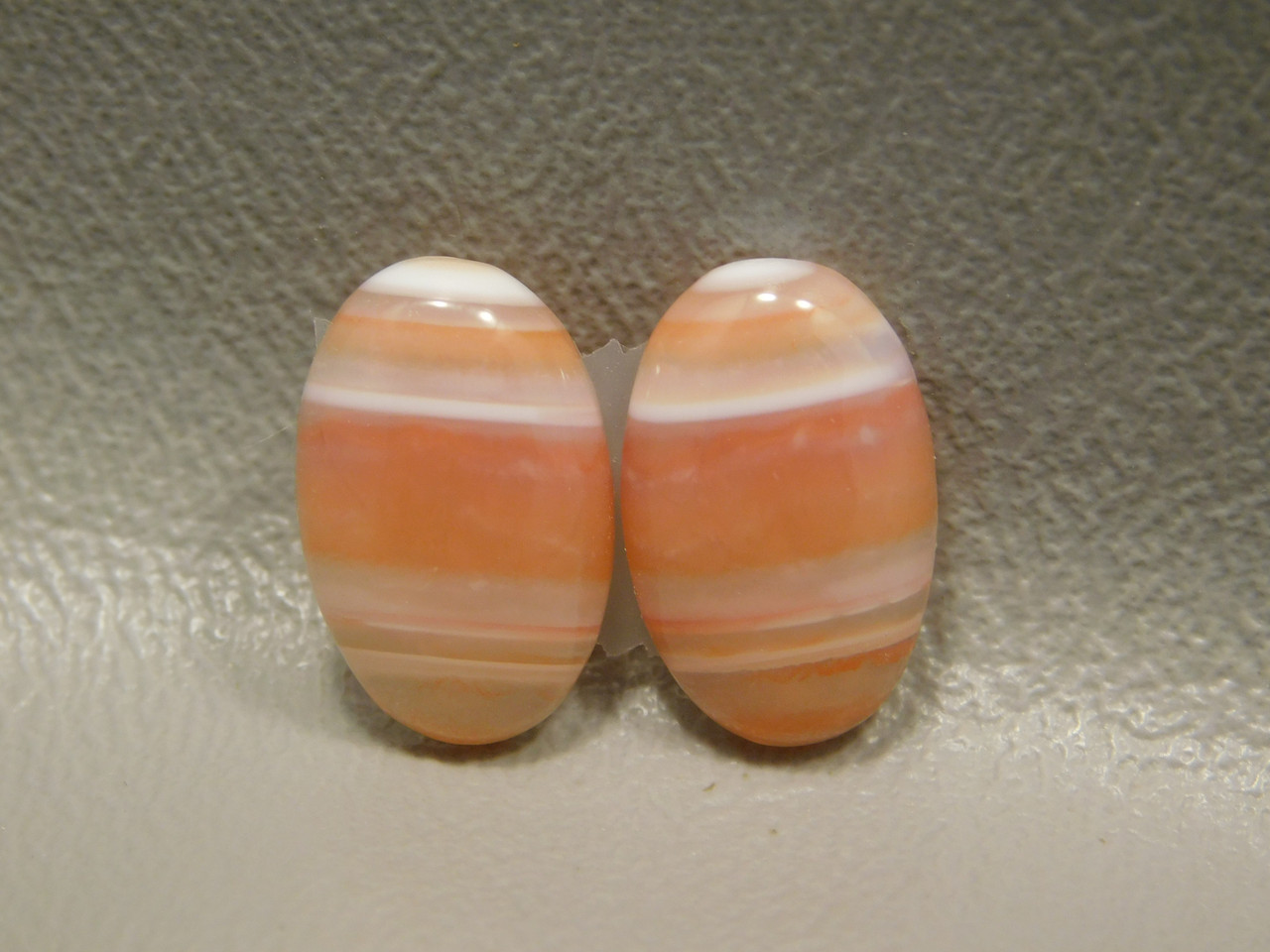 Carnelian Agate White and Orange Banded Cabochons Matched Pairs #12