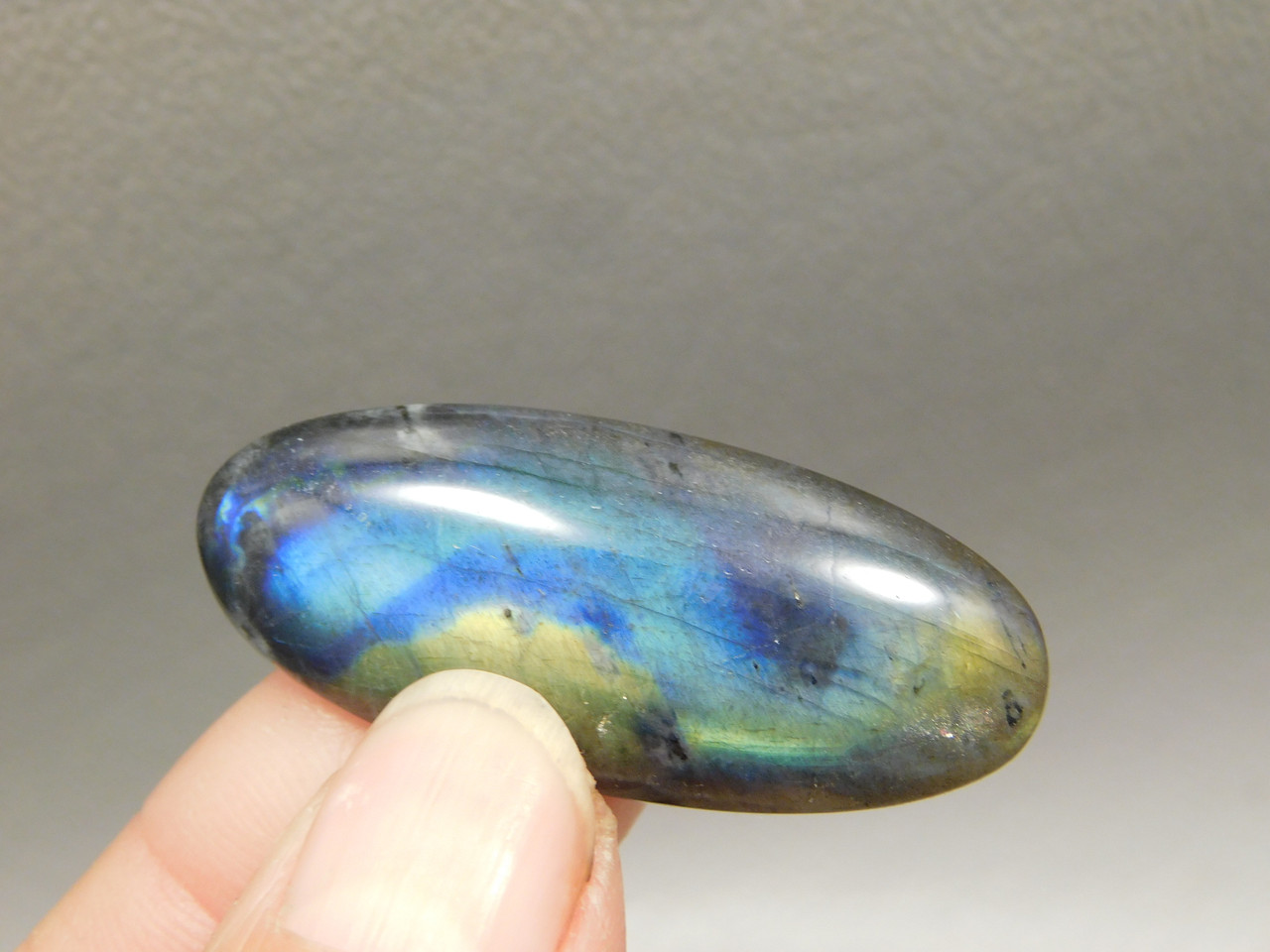 Flashy Yellow Blue Spectrolite Cabochon Rainbow Stone #4