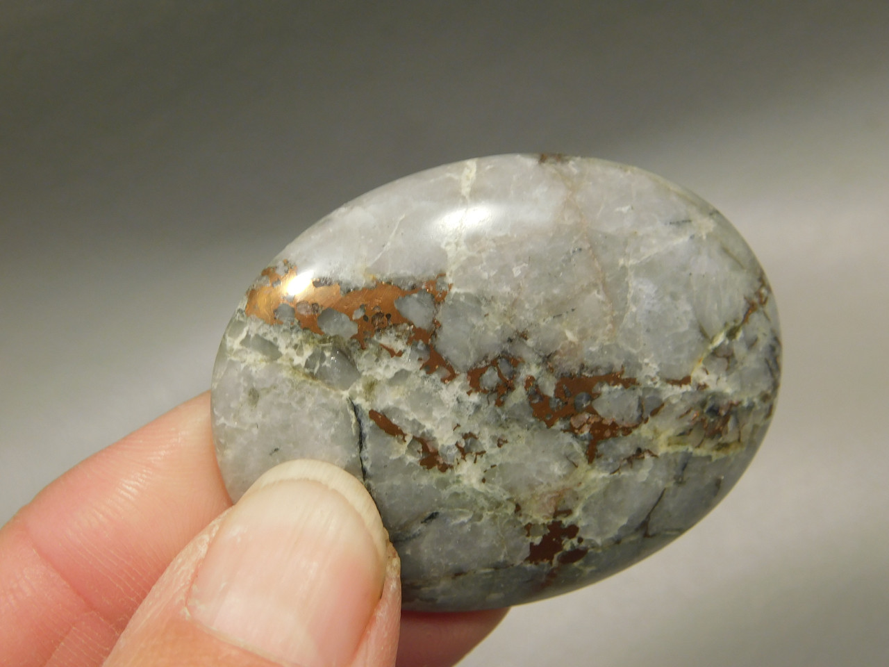 Natural White Quartz and Native Copper Loose Stone Cabochon #13