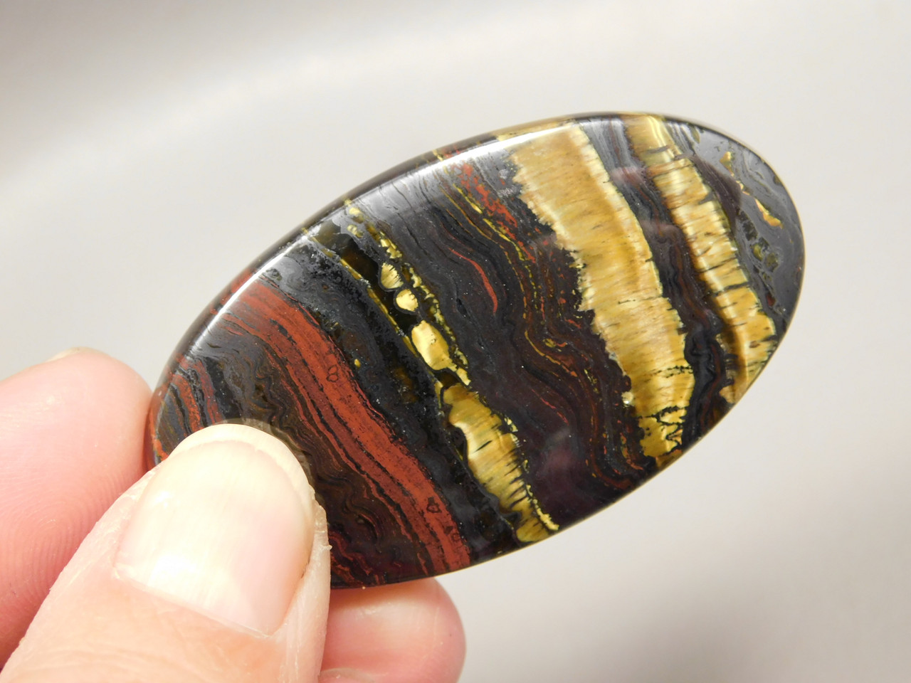 Tiger Iron Semi Precious Gemstone Designer Cabochon #24