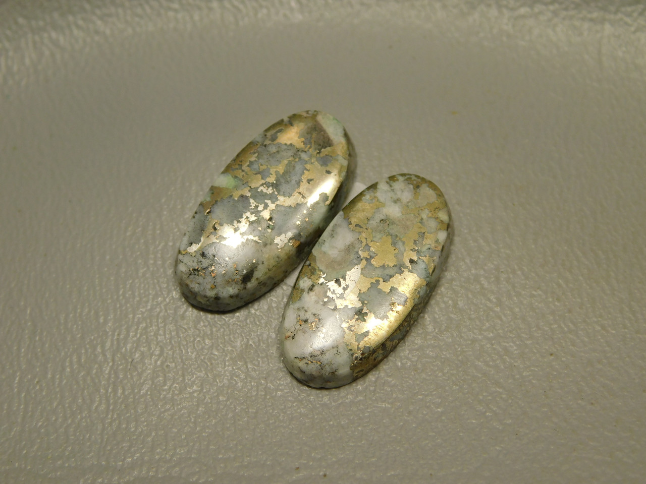 Snowflake Mohawkite Metallic Matched Pair Cabochons #8