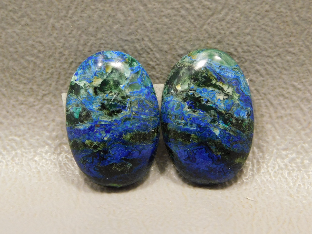Azurite Malachite Bluebird Matched Pair Cabochons #20