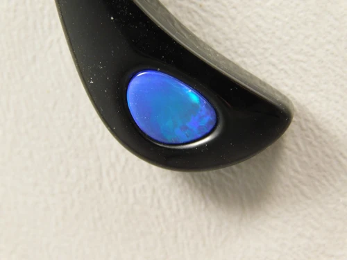 Black Agate and Opal Gemstone Bead Pendant #10