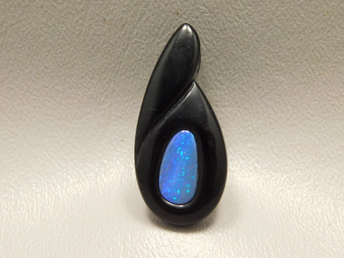 Black Agate and Opal Gemstone Bead Pendant #9