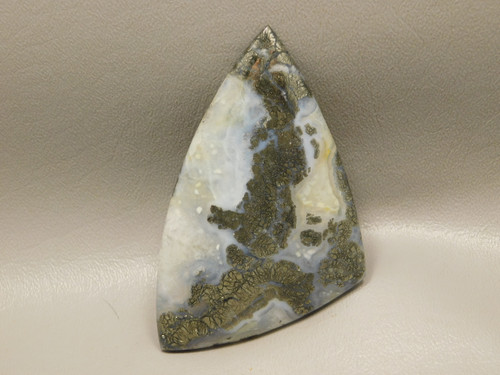 Nipomo Agate Stone Cabochon GOLD LARGE MARCASITE TRIANGLE XL1