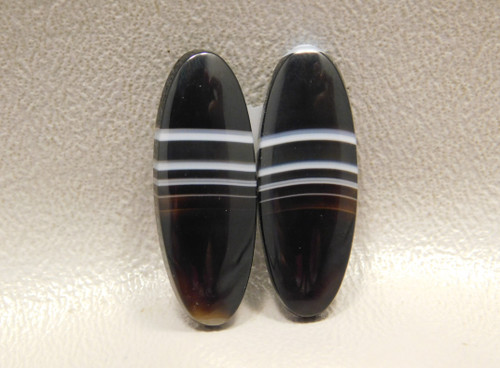 Tuxedo Agate Black White Matched Pair Stone Cabochons #7