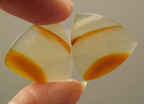 Brazilian Translucent Orange Banded Agate Cabochons Pairs #14