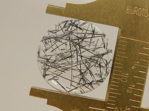 20 mm Round Tourmaline Clear Quartz Stone Cabochon #11