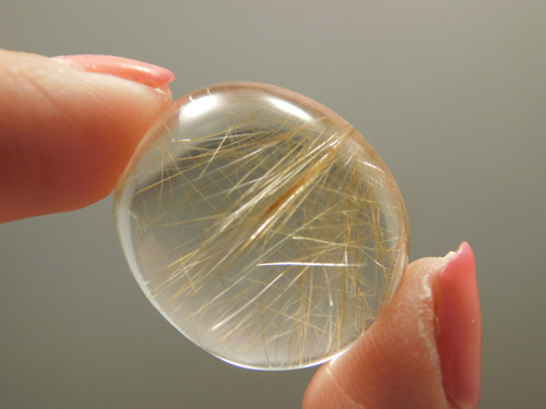 Rutilated Quartz Transparent Crystal Gemstone Cabochon #Q7