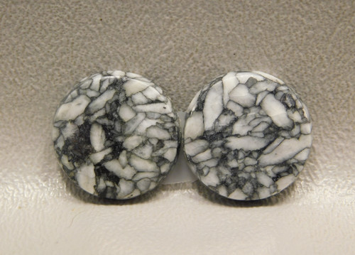 Pinolith or Pinolite Cabochons Matched Pair 18.5 mm Round Stones #21