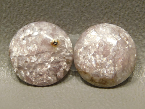 Lepidolite Matched Pair for Earrings Stone Cabochons 13 mm Rounds #22