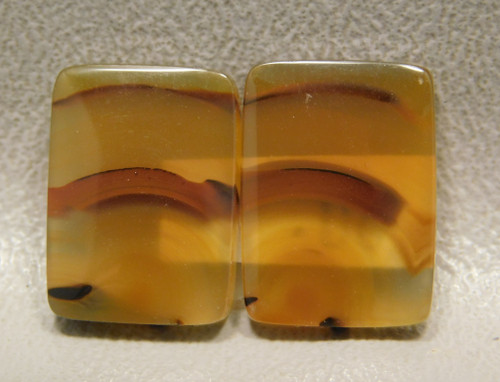 Rectangle Banded Agate Matched Pair Cabochons Gemstone #18