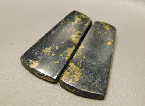 Apache Gold Matched Pair Cabochons Black and Gold Stones #12