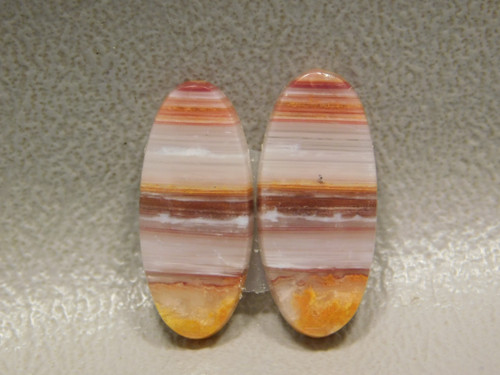 Red Striped Banded Bacon Candy Opal Matched Pair Stone Cabochons #5