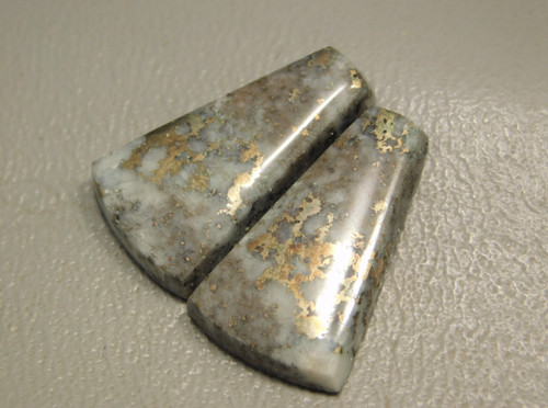 Mohawkite Matched Pair Cabochon Trapezoid Metallic Gemstone #1