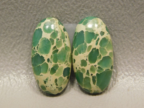 Green Webbed Variscite Cabochon Ovals Pairs Jewelry Stones #11
