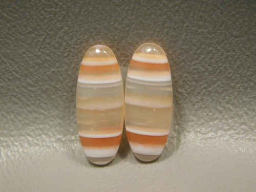 Carnelian Orange and White Stone Cabochons Agate Matched Pairs #5