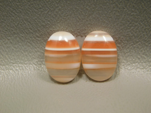 Orange Carnelian Agate Stones Cabochons Banded Matched Pairs #8