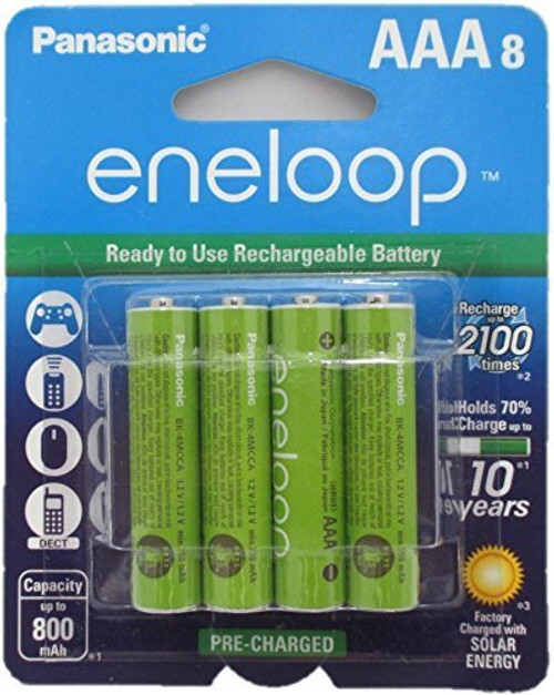 10 Pack Panasonic Eneloop AAA 4th generation 800mAh, Min. 750mAh NiMH  Pre-Charged Rechargeable Batteries + Free Battery Holder