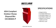 ADA Compliant Outdoor Pharmaceutical Disposal Bin: CE138ADA-P