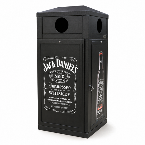 Outdoor Recycle Bin, Square, Advertising Frames on Panels, 36 Gallon - HS45OR-ADVERT